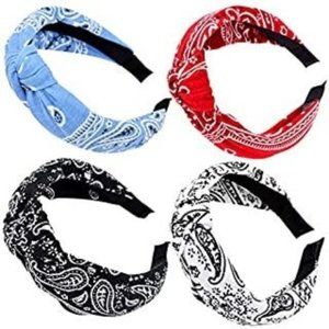 4 PACKS PAISLEY PATTERN HEADBANDS BOW